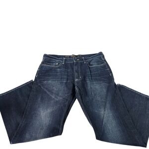 Helix Mens Slim Bootcut Jeans‎ Dark Wash Denim 36W 30L 100 Cotton 12413